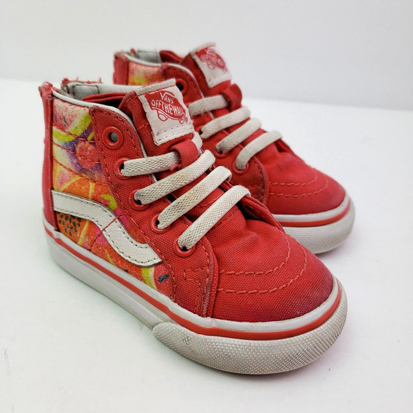 Vans Old Skool Baby Toddler Girls Size 4 Pink Back Zip Hi Sneaker Shoes - Picture 1 of 11